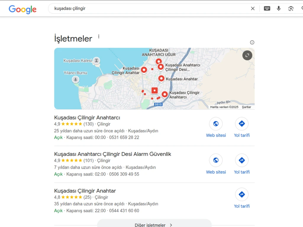 Kuşadası Anahtarcı ve Çilingir benim işletmem hesabı