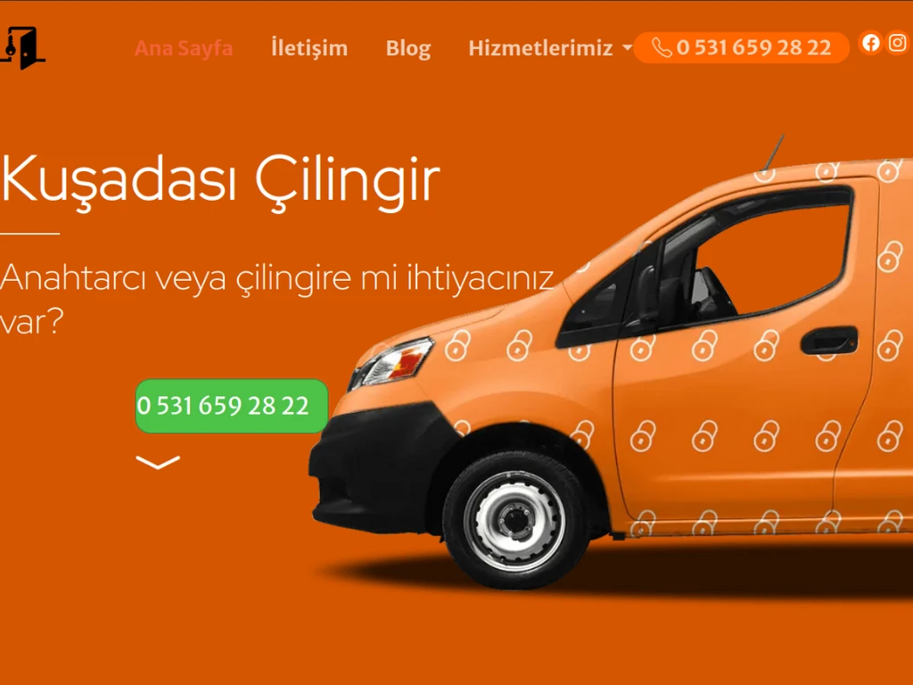 Kuşadası çilingir web sitesi ana sayfa tasarımı