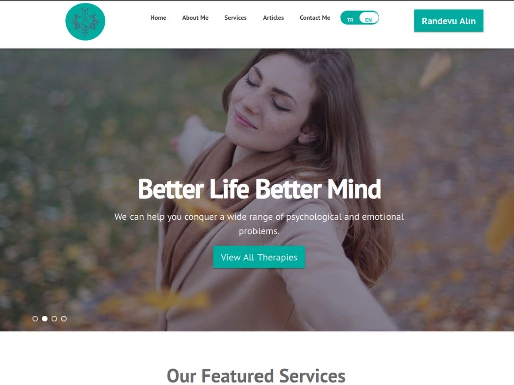 Kuşadası Psikolog web sitesi ana sayfa tasarımı
